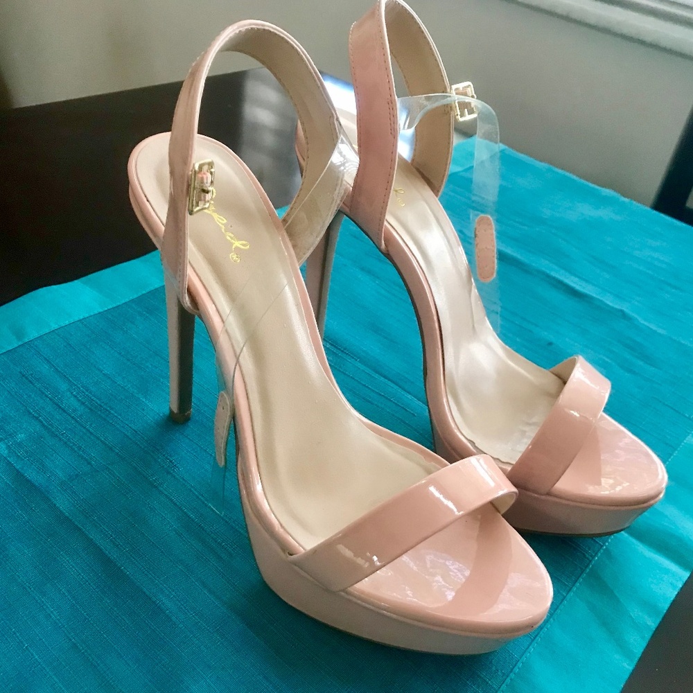 Qupid Pale-Pink Platform Heels